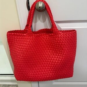 Vera Bradley Small Hathaway Vibrant Red Woven Tote. Euc